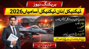 PAC Kamra Jobs Technical & Non Technical Posts feature image showing fighter aircraft, a job applicant, contract vacancies, and online application details.